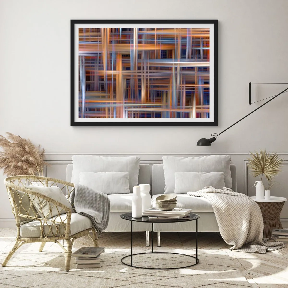 Plakat i sort ramme - Vævet af lys - 100x70 cm