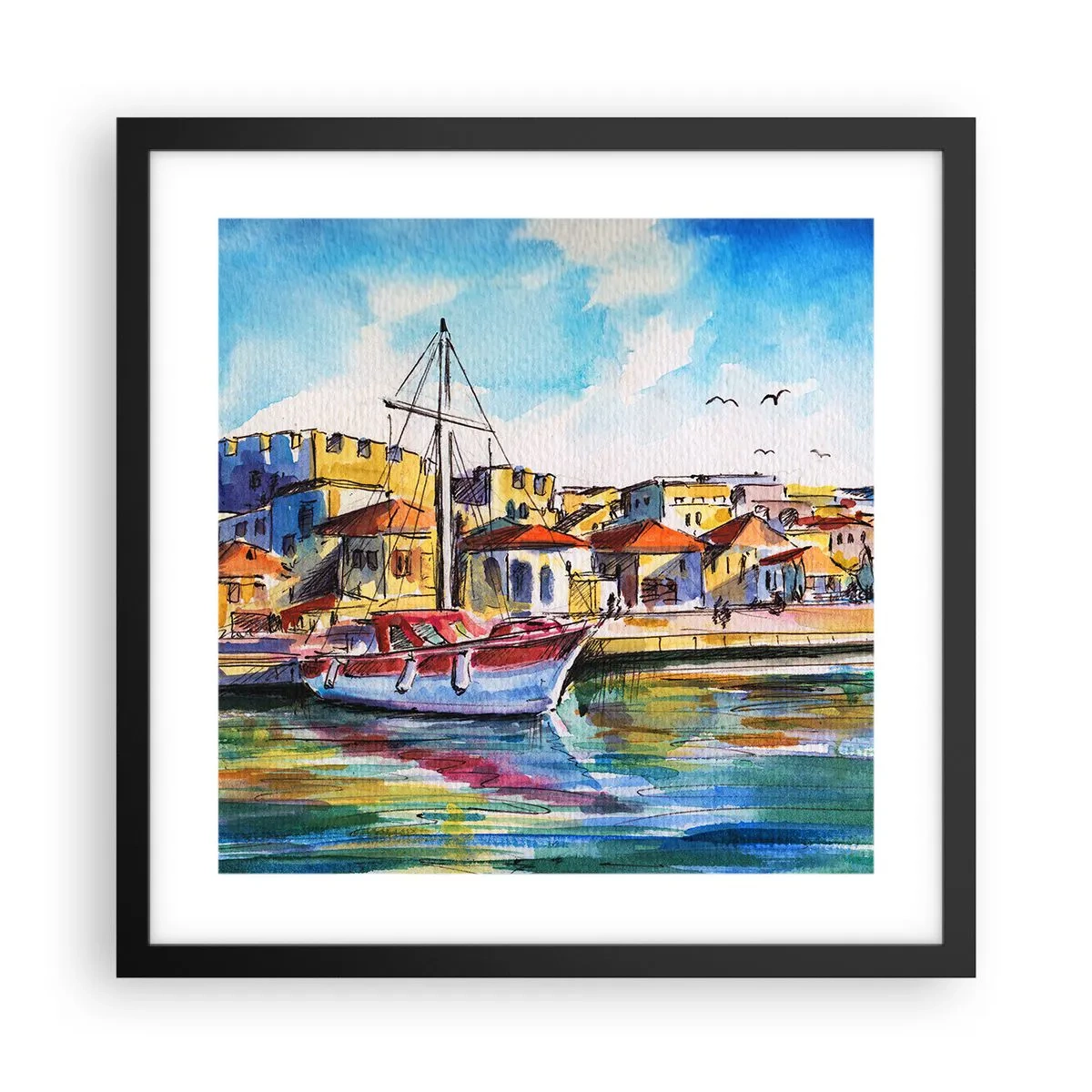 Plakat i sort ramme - Regnbue eftermiddag - 40x40 cm