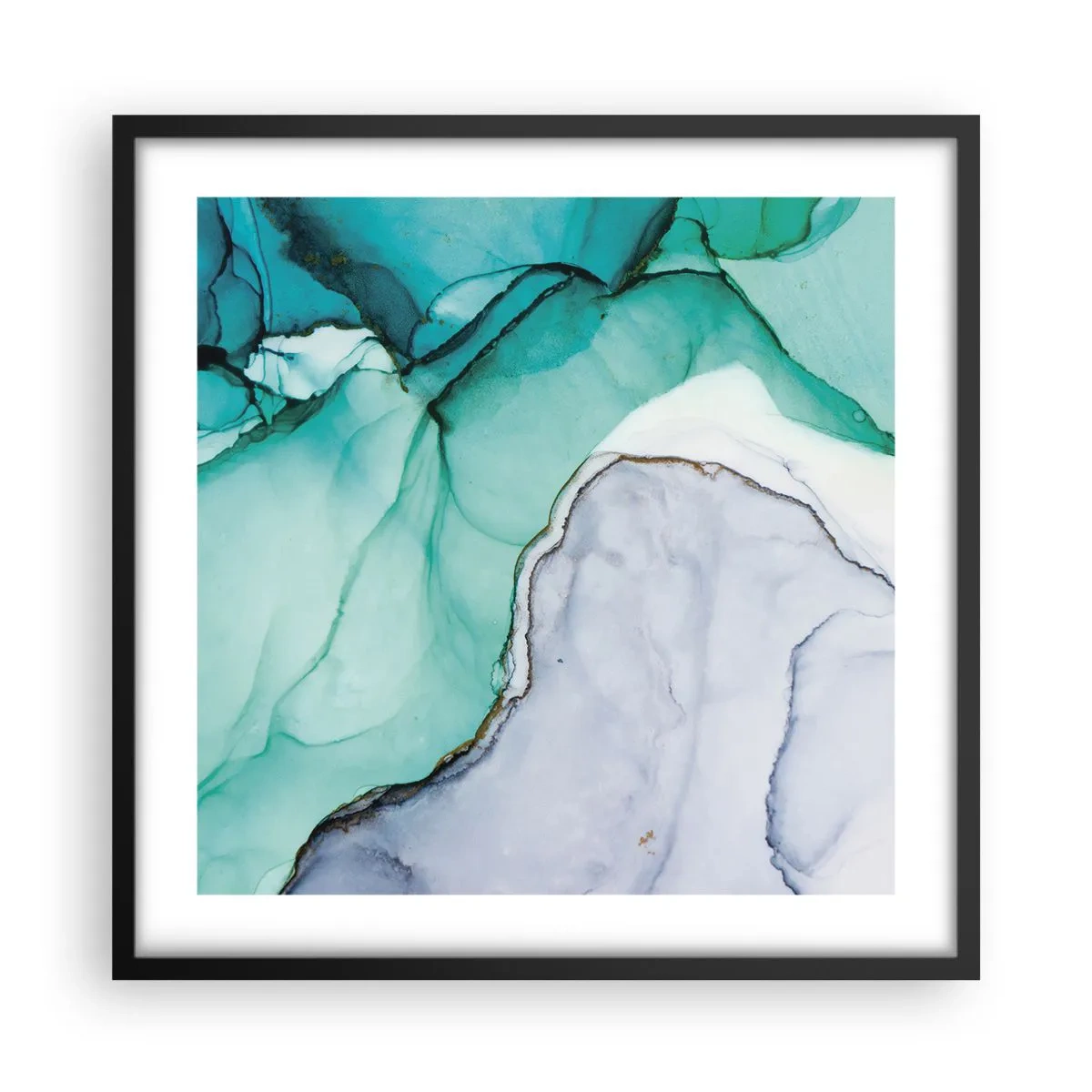 Plakat i sort ramme - Undersøgelse i turkis - 50x50 cm