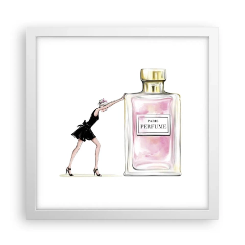 Plakat i hvid ramme - Essensen af kvindelighed - 30x30 cm