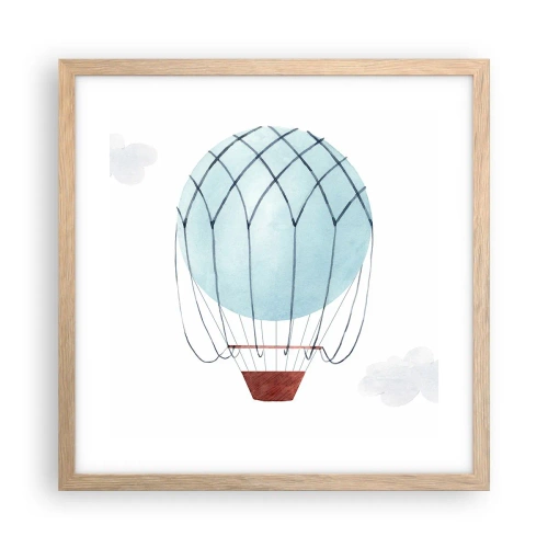 Plakat i ramme af lyst egetræ - Alt i skyerne - 40x40 cm
