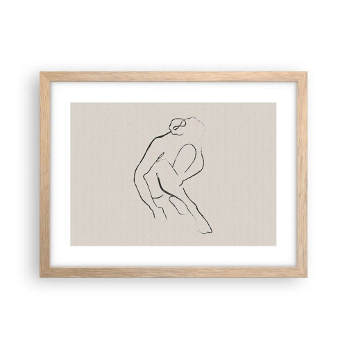 Plakat i ramme af lyst egetræ - Intim skitse - 40x30 cm