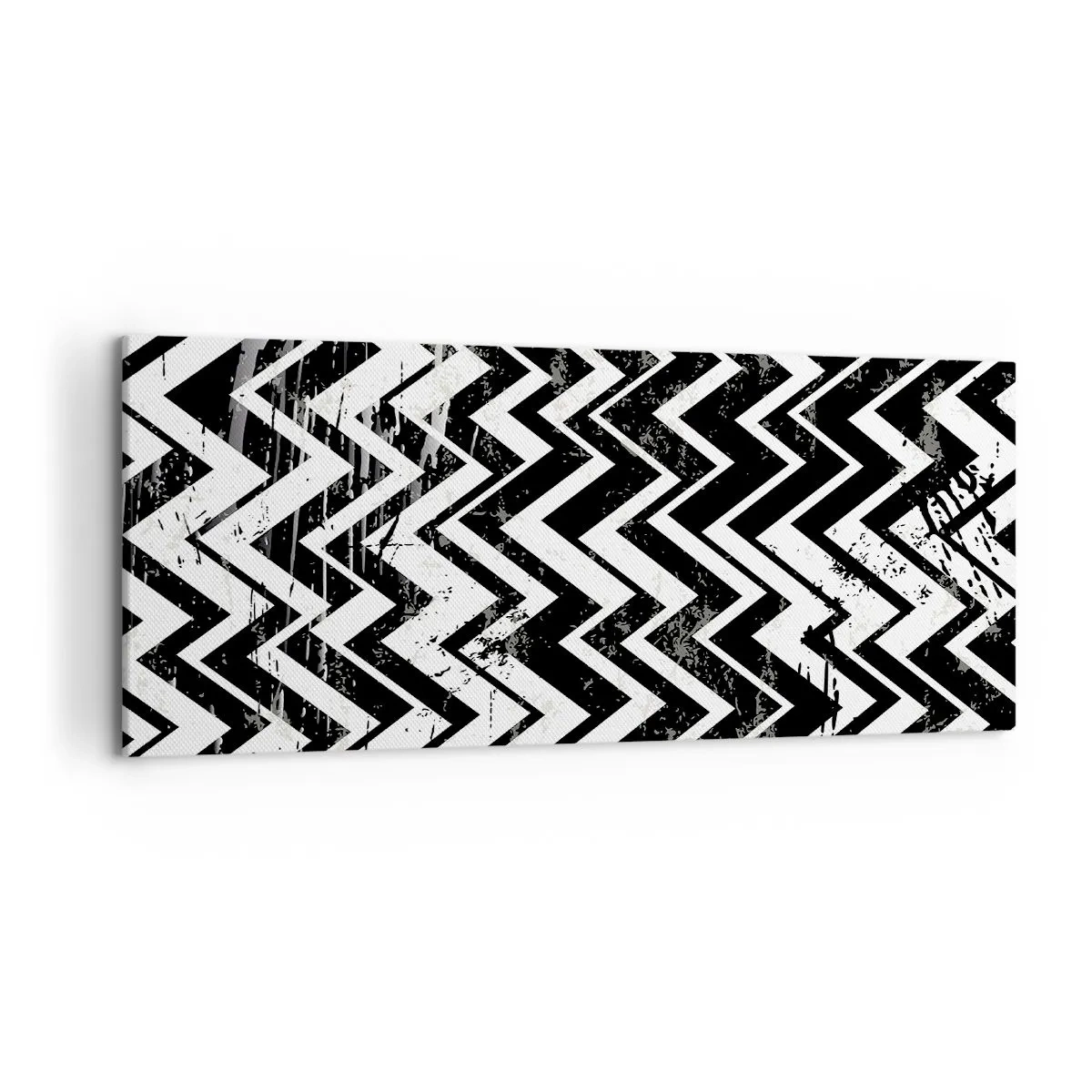 Lærredstryk - Billede på lærred - Zig-hvid, zag-sort - 120x50 cm