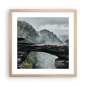 Plakat i ramme af lyst egetræ - Eventyret er ved at begynde - 40x40 cm