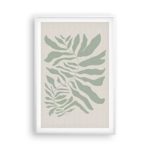 Plakat i hvid ramme - Smaragdgrøn gren - 61x91 cm