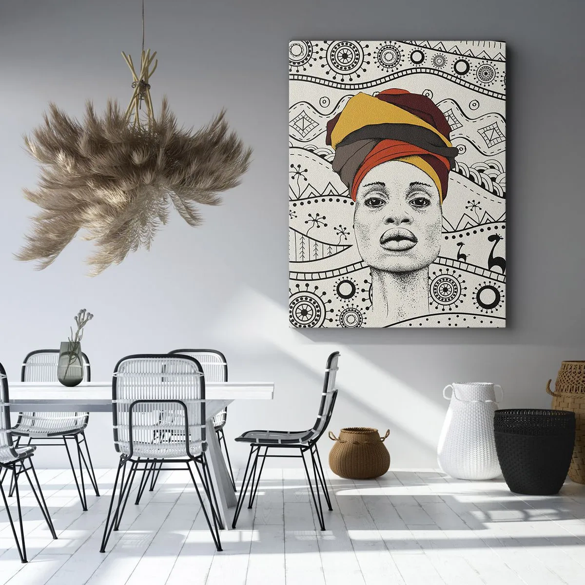 Lærredstryk - Billede på lærred - Afrikansk portræt - 45x80 cm