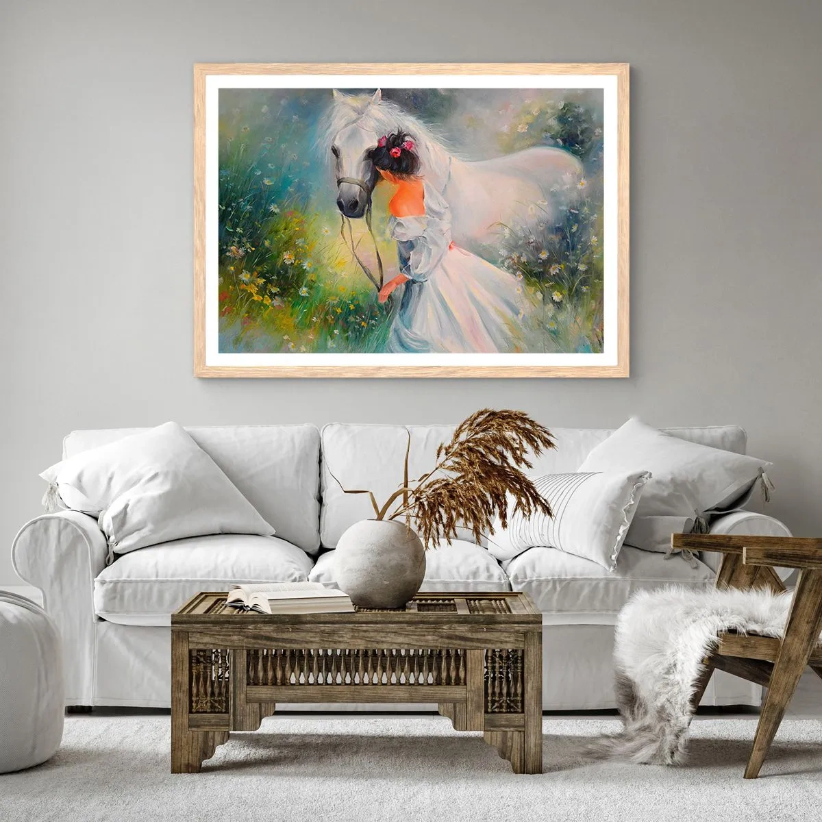 Plakat i ramme af lyst egetræ - Som fra en smuk drøm - 91x61 cm