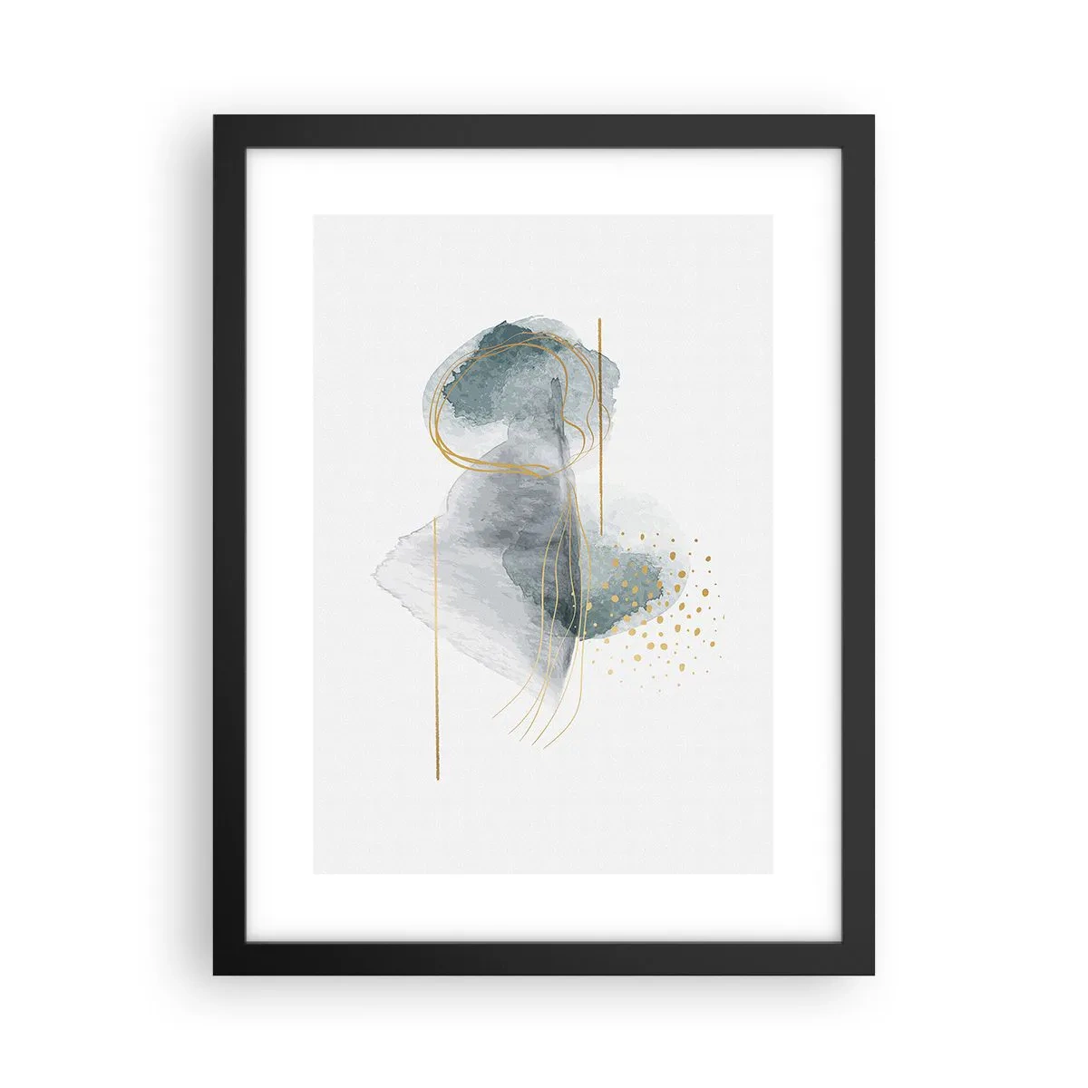 Plakat i sort ramme - Om forholdet mellem grå og guld - 30x40 cm