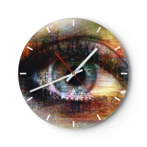 Vægur, Uret - Et kunstnerisk øje i intense, kontrasterende farver - 30x30cm - Du kan se ind i sjælen - Moderne vægdekoration til stue, køkken og soveværelse ARTTOR