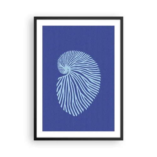 Plakat i sort ramme - Stiliseret skalgrafik i et spiralarrangement - 50x70cm - Fødsel af en skal - Moderne vægdekoration til stue og soveværelse ARTTOR