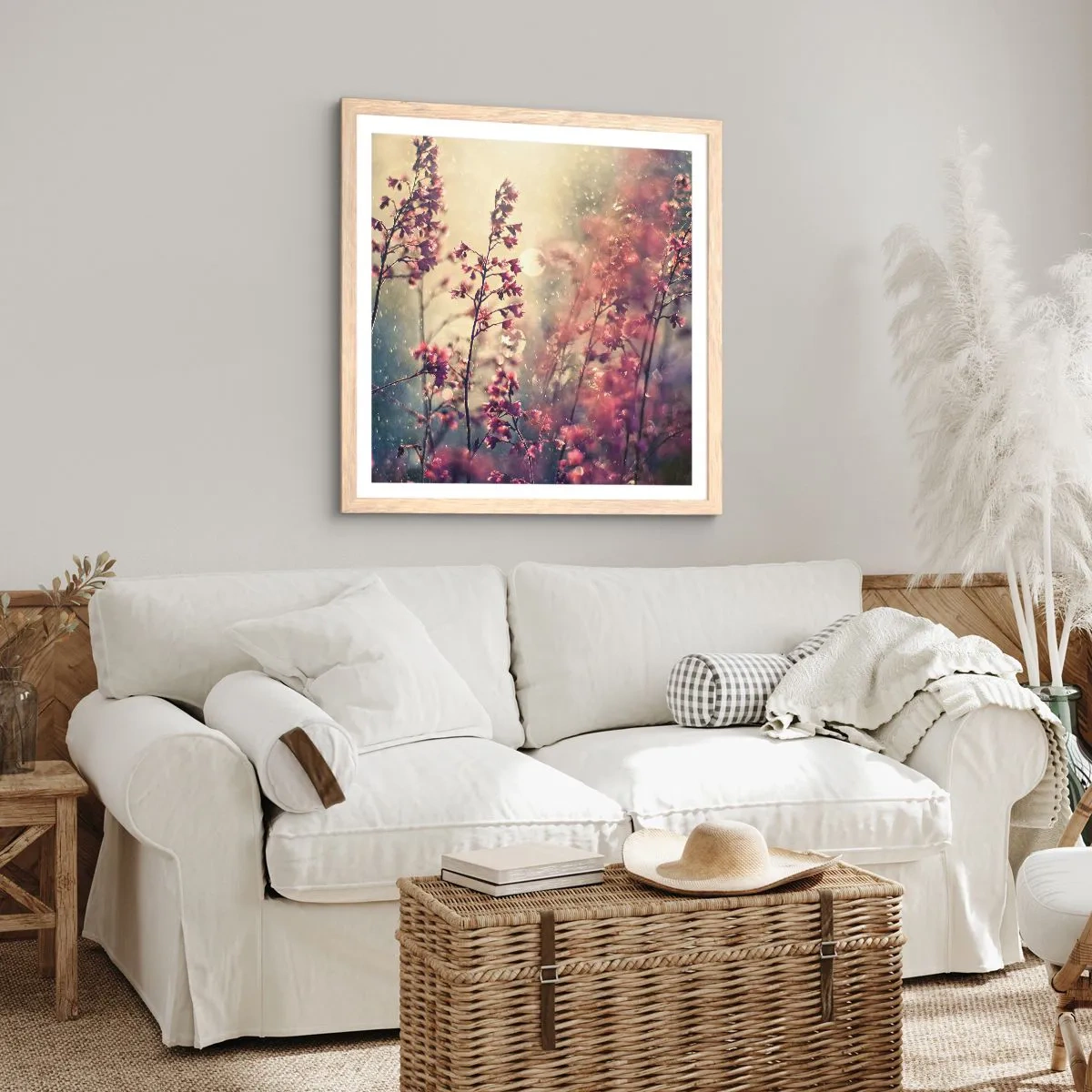 Plakat i ramme af lyst egetræ - Hemmelig have - 60x60 cm