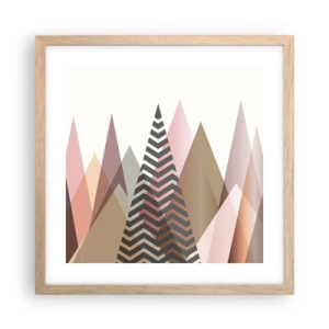 Plakat i ramme af lyst egetræ - Pyramide udsigt - 40x40 cm