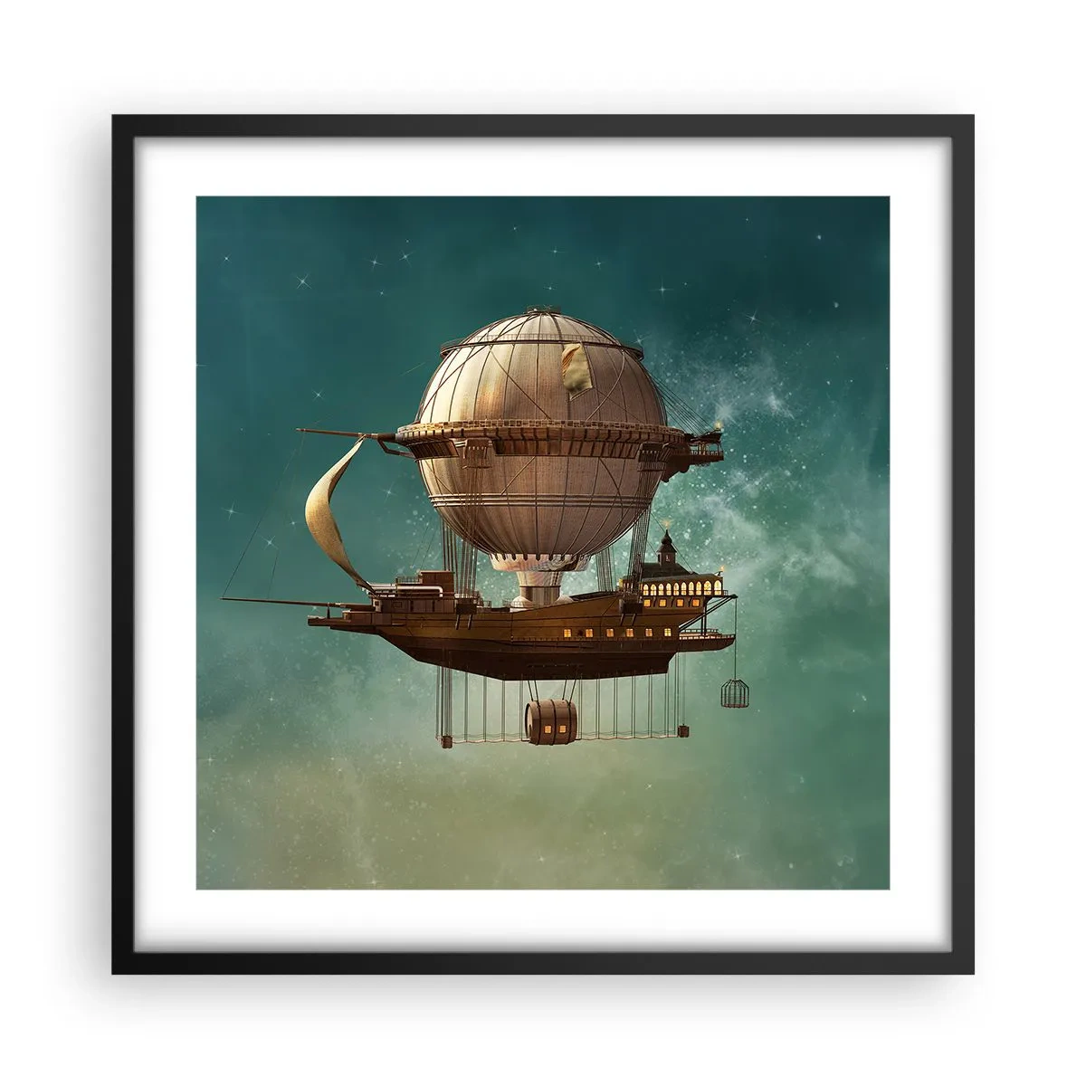 Plakat i sort ramme - Jules Verne hilser - 50x50 cm