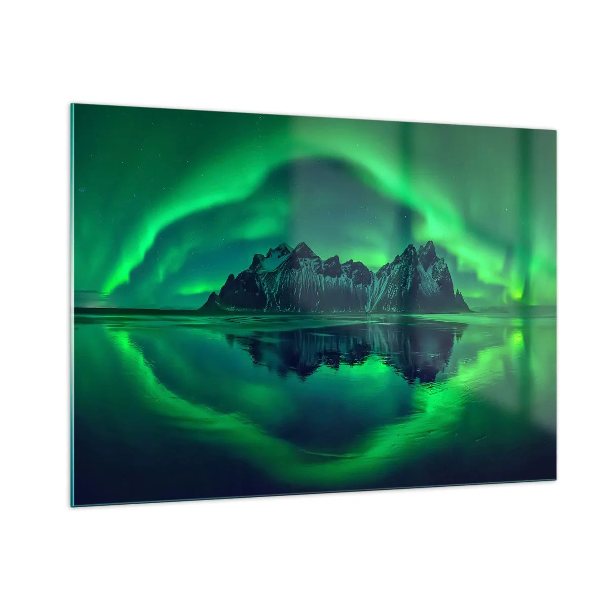 Billede på glas - I auroraens arme - 100x70 cm