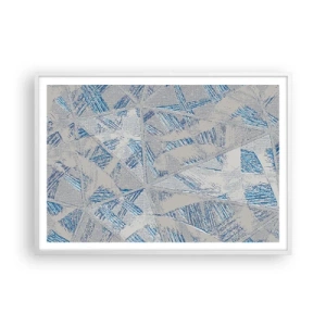 Plakat i hvid ramme - I en gråblå labyrint - 100x70 cm