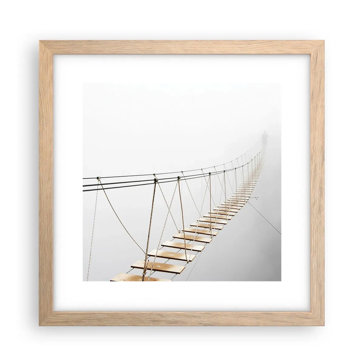 Plakat i ramme af lyst egetræ - Hvor vil det føre dig hen? - 30x30 cm