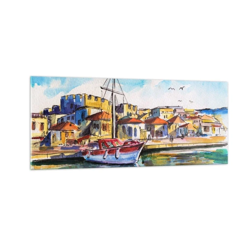 Billede på glas - Regnbue eftermiddag - 100x40 cm