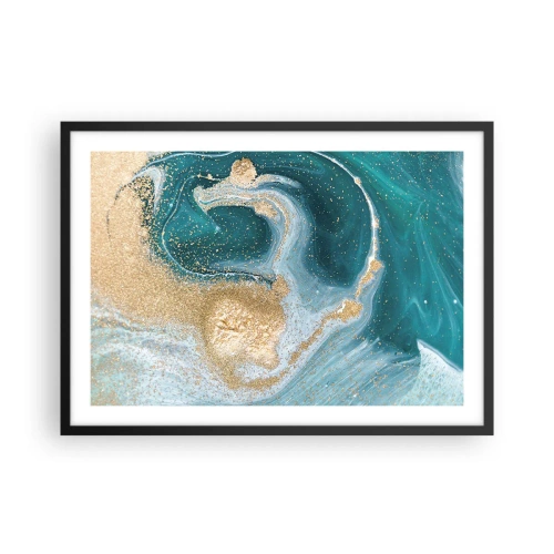 Plakat i sort ramme - En hvirvel af guld og turkis - 70x50 cm