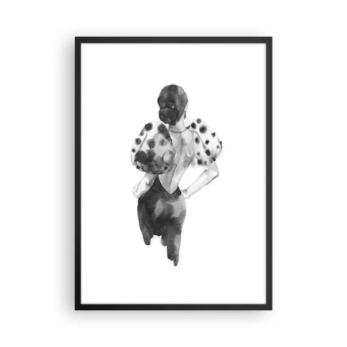 Plakat i sort ramme - Stilfuld silhuet af en kvinde i sort med en elegant accent - 50x70cm - Den gik lige forbi - Moderne vægdekoration til stue og soveværelse ARTTOR