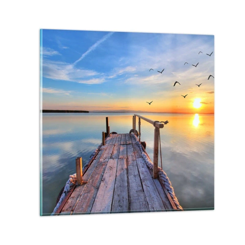 Billede på glas - Går fremad mod solen - 70x70 cm