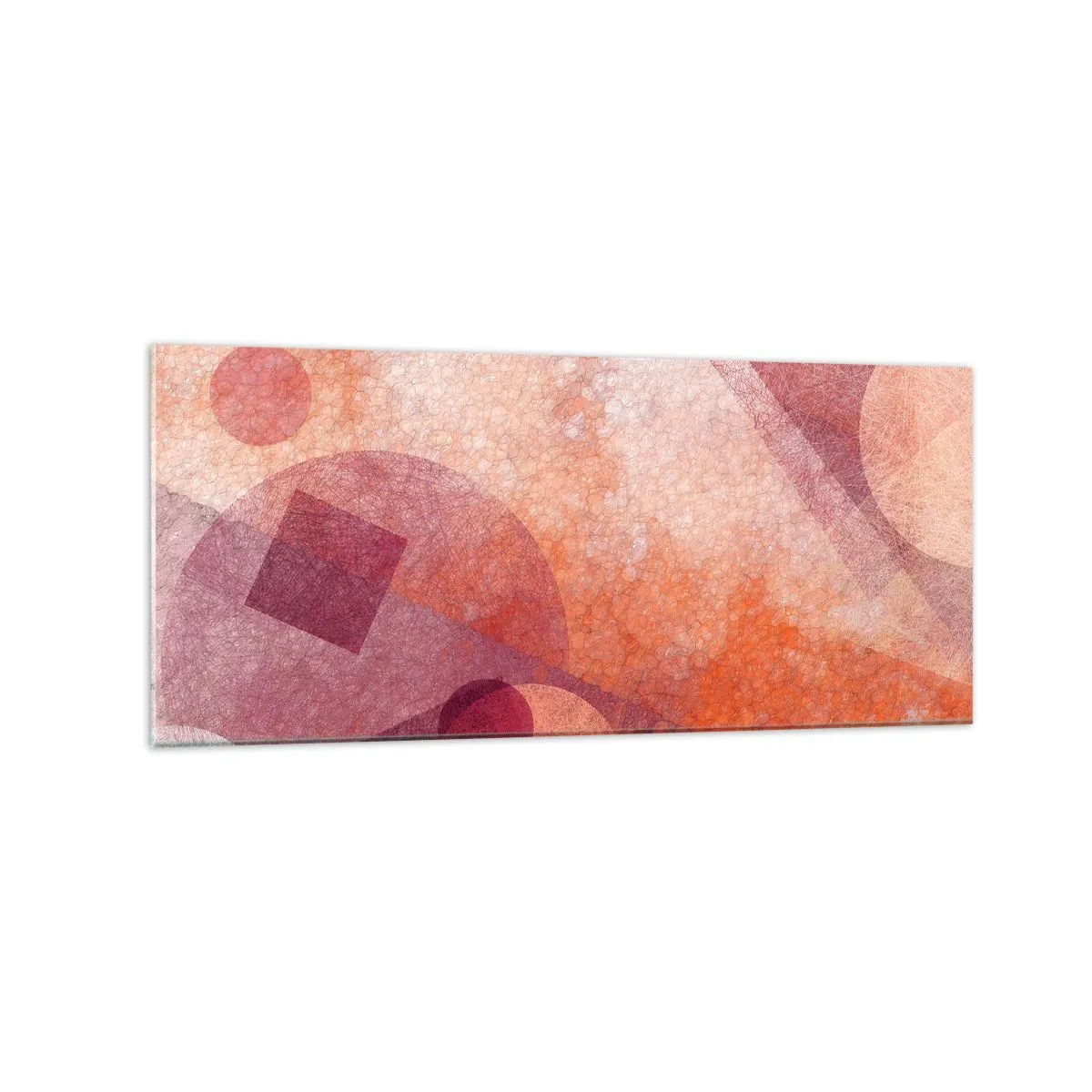 Billede på glas - Geometriske transformationer i pink - 120x50 cm