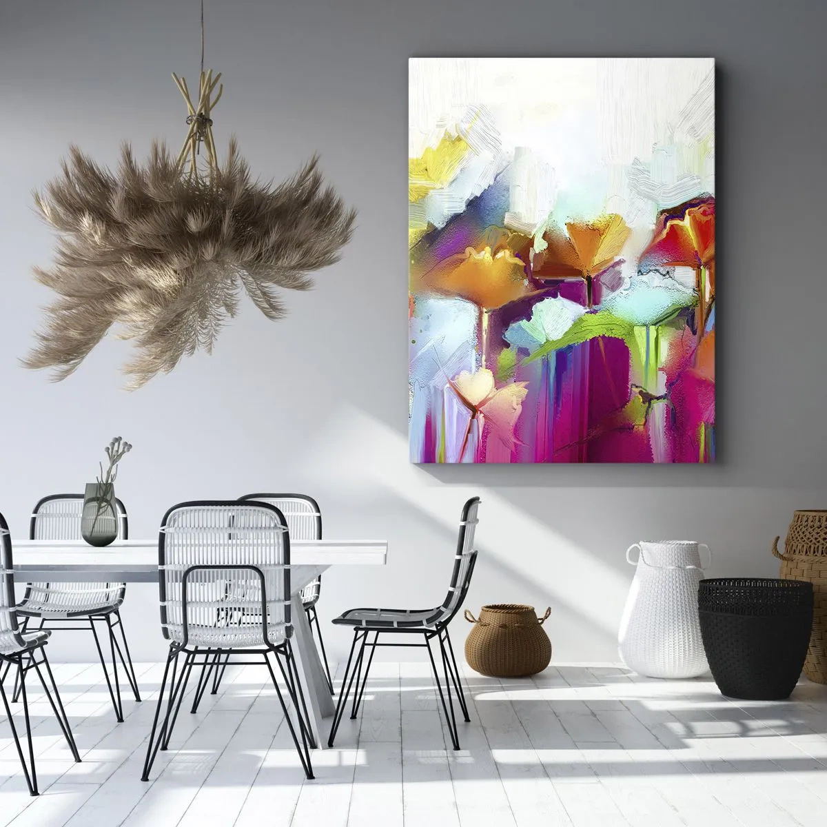 Lærredstryk - Billede på lærred - Regnbuen i blomstring - 50x70 cm