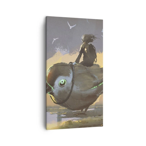 Lærredstryk - Billede på lærred - Et stop på en fantastisk rejse - 45x80 cm