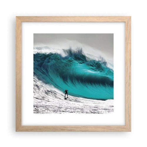 Plakat i ramme af lyst egetræ - Udfordring accepteret - 30x30 cm