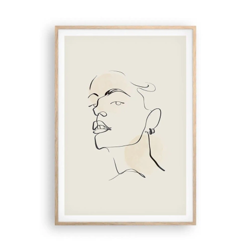 Plakat i ramme af lyst egetræ - Et stolt blik - 70x100 cm