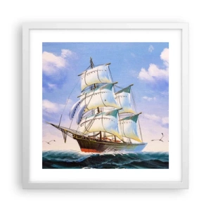 Plakat i hvid ramme - Stolt med vinden - 40x40 cm