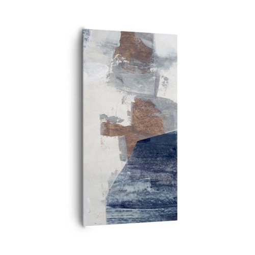 Lærredstryk - Billede på lærred - Blåbrune former - 65x120 cm