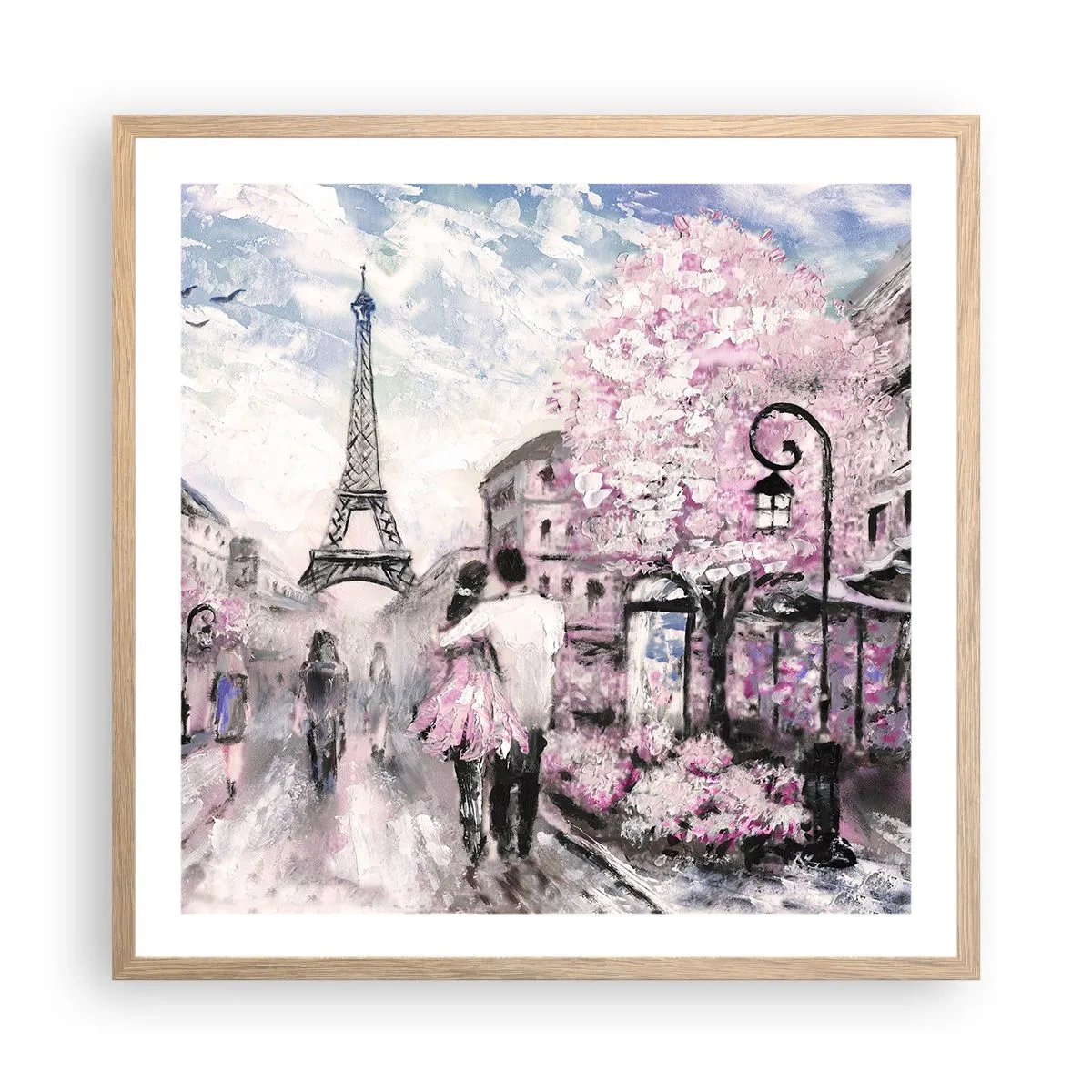 Plakat i ramme af lyst egetræ - Hvis du bliver forelsket, er det kun i... - 60x60 cm