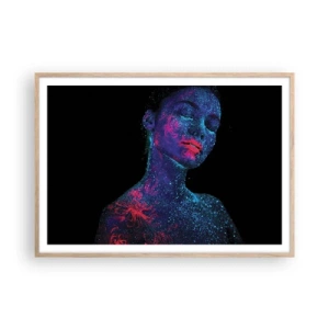 Plakat i ramme af lyst egetræ - I stjernestøv - 100x70 cm