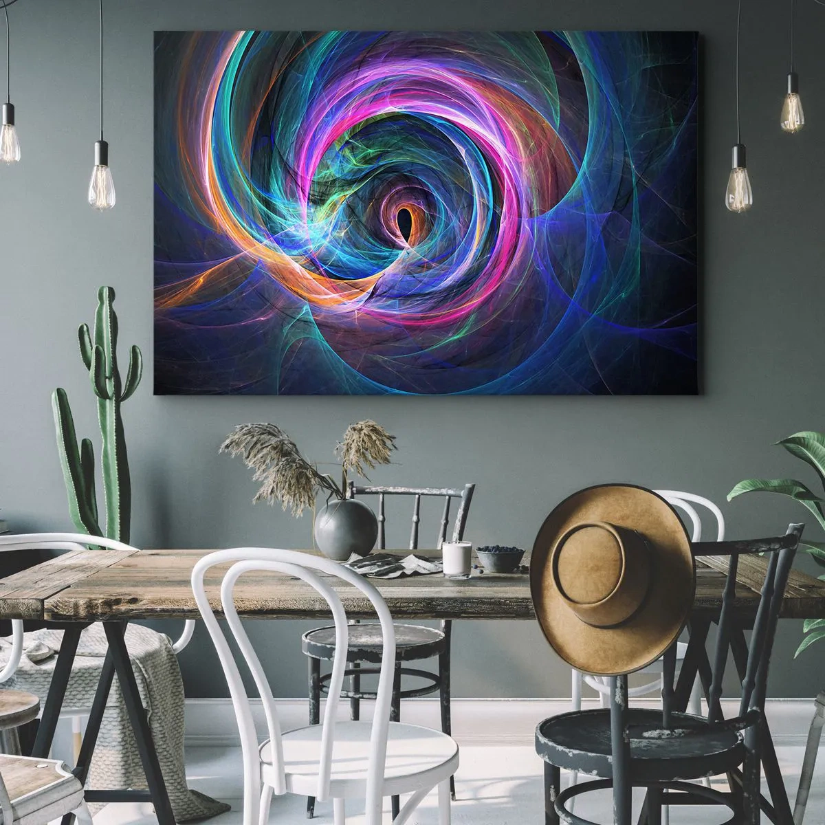 Lærredstryk - Billede på lærred - En abstrakt hvirvel af farver i nuancer af lilla, lyserød og blå. - 70x50cm - Hvor vil du tage mig hen? - Moderne vægdekoration til stue og soveværelse ARTTOR