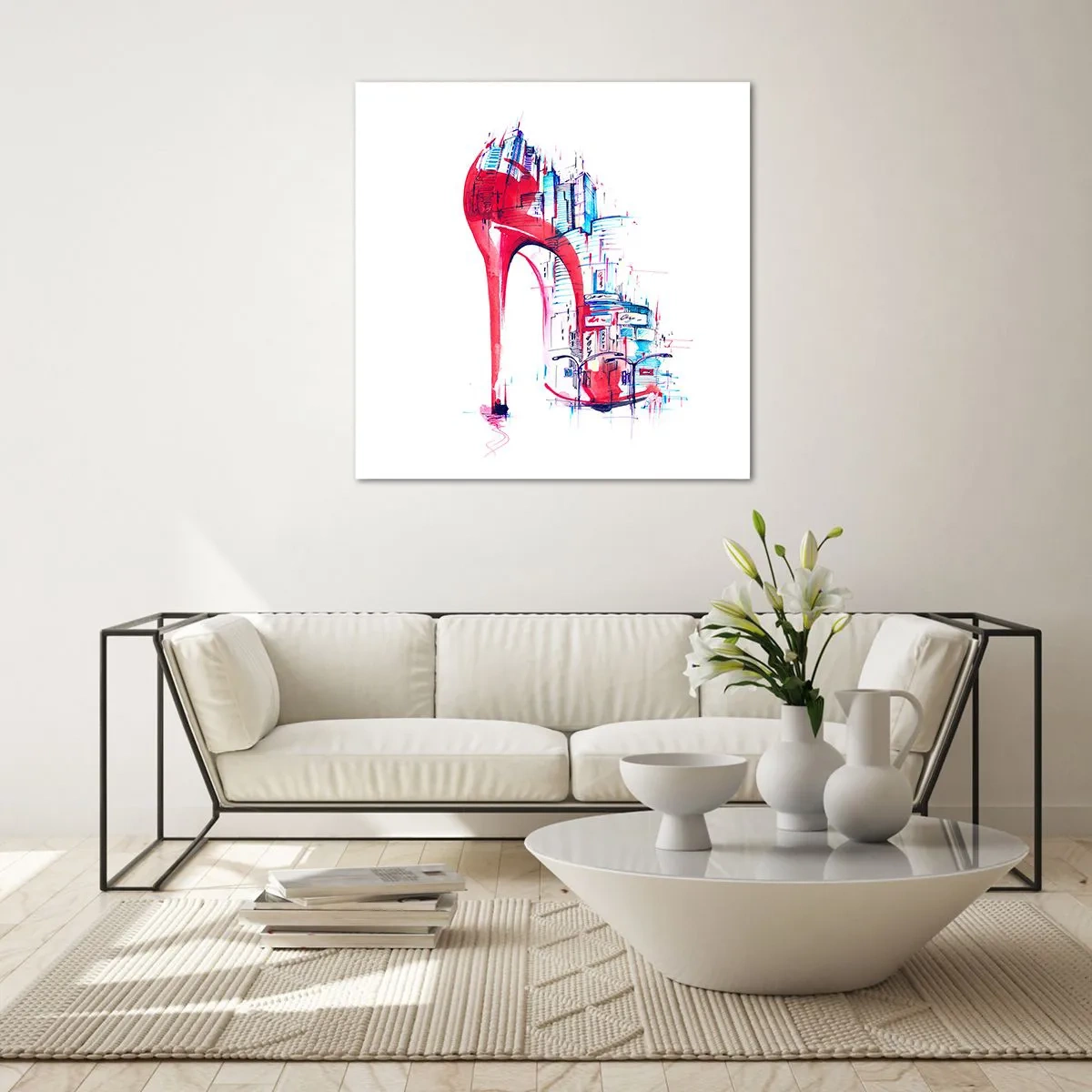 Billede på glas - Elegant kvinde fra storbyen - 30x30 cm