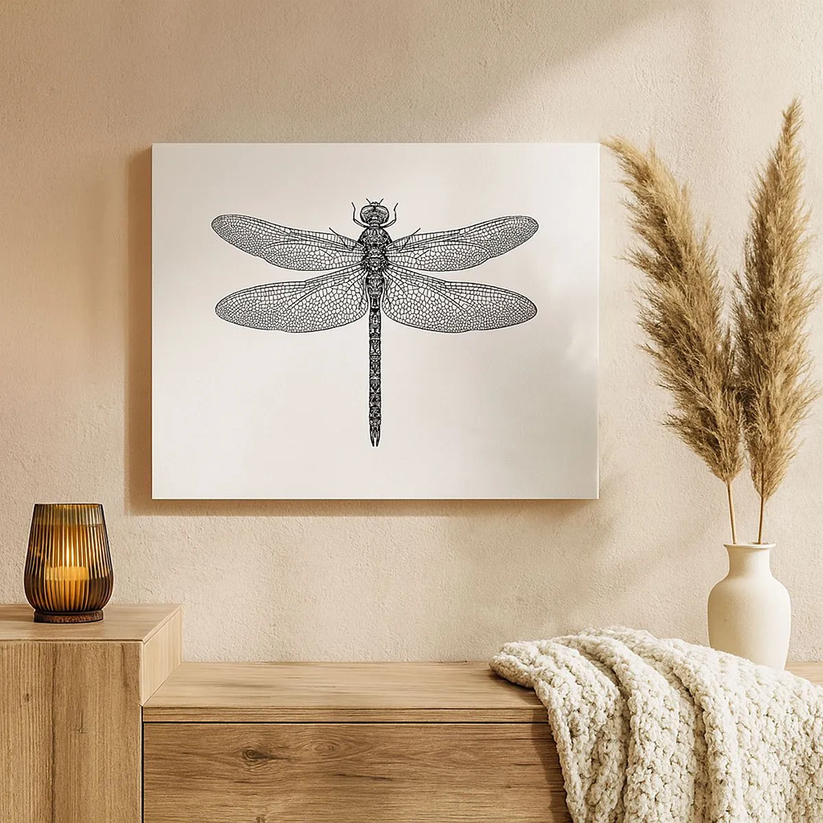 Lærredstryk - Billede på lærred - Sort-hvid tegning af en guldsmed på en hvid baggrund i minimalistisk stil - 70x50cm - Præcision i naturen - Moderne vægdekoration til stue og soveværelse ARTTOR