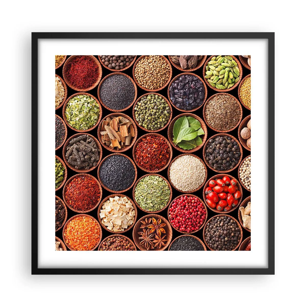 Plakat i sort ramme - Alle verdens smage - 50x50 cm