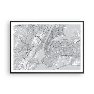 Plakat i sort ramme - Anatomi af en storby - 100x70 cm