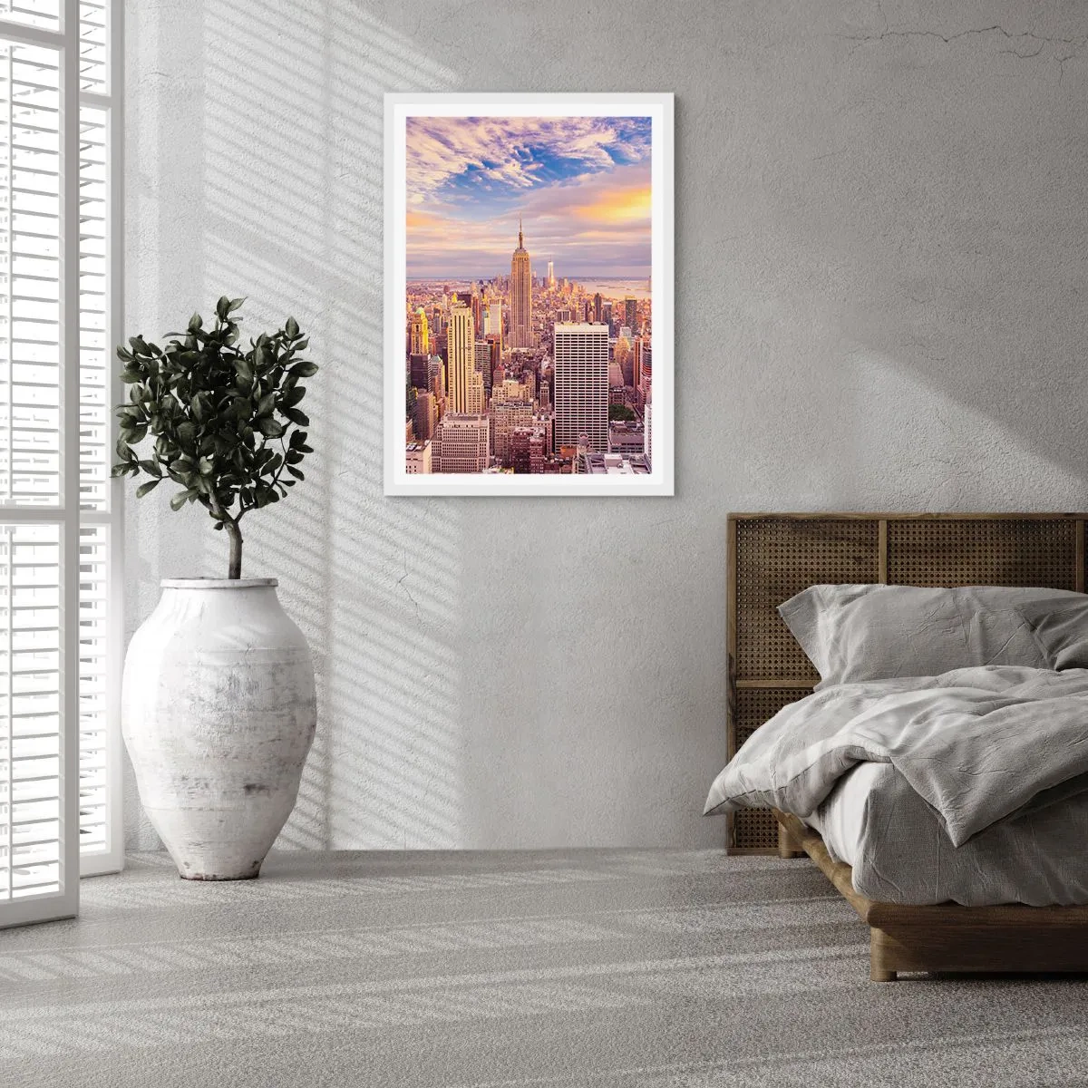 Plakat i hvid ramme - Ræk ud efter skyerne selv - 70x100 cm