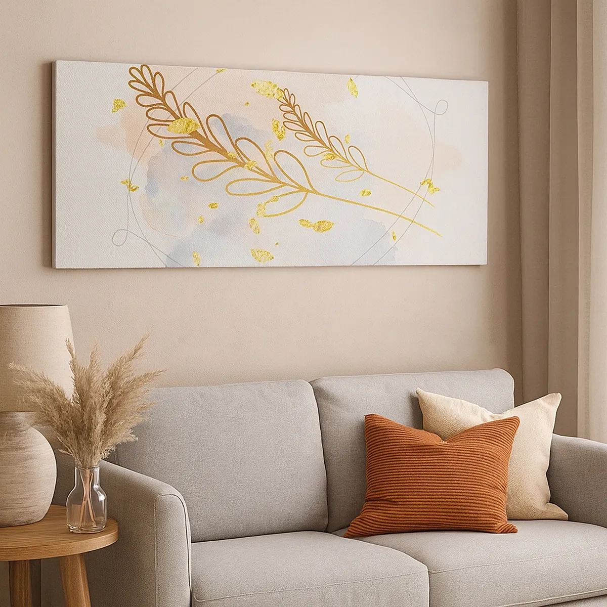 Lærredstryk - Billede på lærred - En gylden eksplosion - 30x30 cm