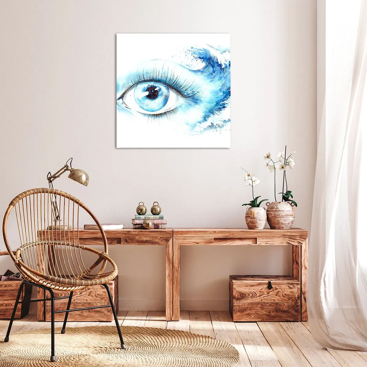 Lærredstryk - Billede på lærred - Fordyb dig i det blå i dit blik - 40x40 cm