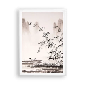 Plakat i hvid ramme - Stilhed i rismarkerne - 70x100 cm