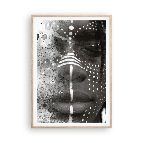 Plakat i ramme af lyst egetræ - Opdag den oprindelige ånd - 70x100 cm