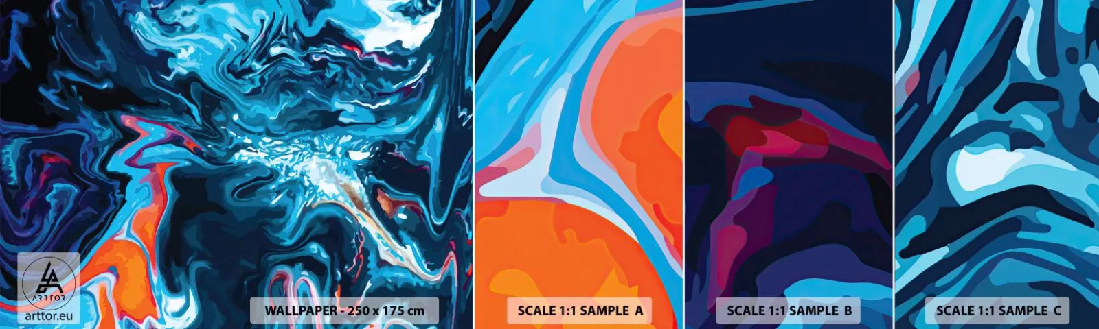 Prøve Fototapet Selvklæbende Deluxe Sticker - En rejse ind i himlen - Abstraktion, Stykke, Moderne mønster - 100x30 cm