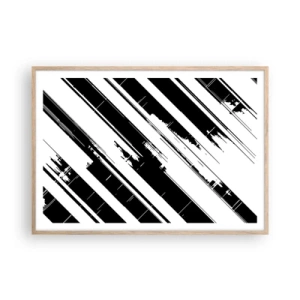 Plakat i ramme af lyst egetræ - Intens og dynamisk komposition - 100x70 cm