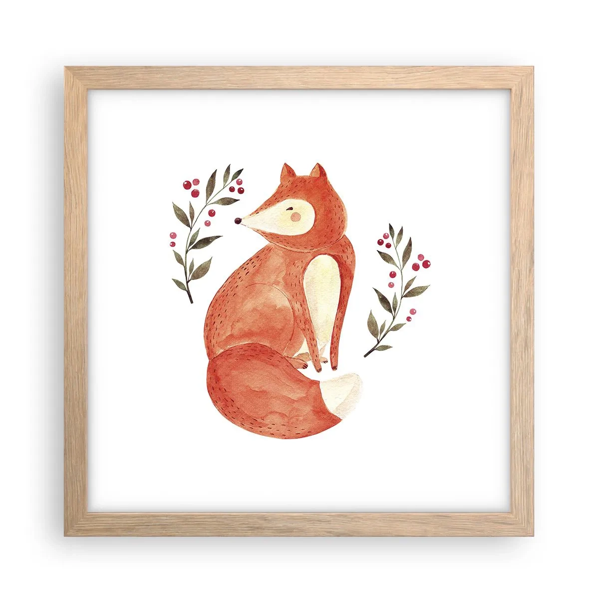 Plakat i ramme af lyst egetræ - Lille rødhåret - 30x30 cm
