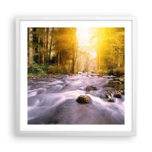 Plakat i hvid ramme - Malachit i sølv- og guldfatning - 50x50 cm