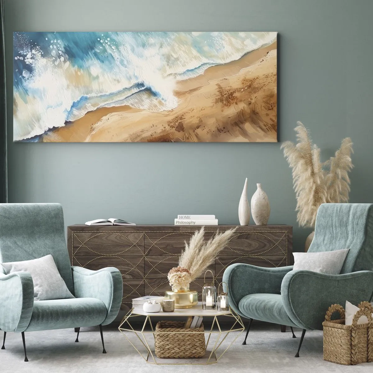 Lærredstryk - Billede på lærred - Tilbagevendende bølge - 100x40 cm