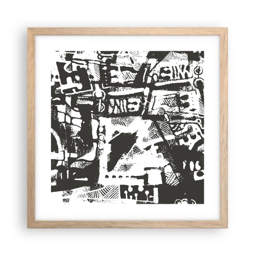 Plakat i ramme af lyst egetræ - Orden eller kaos? - 40x40 cm