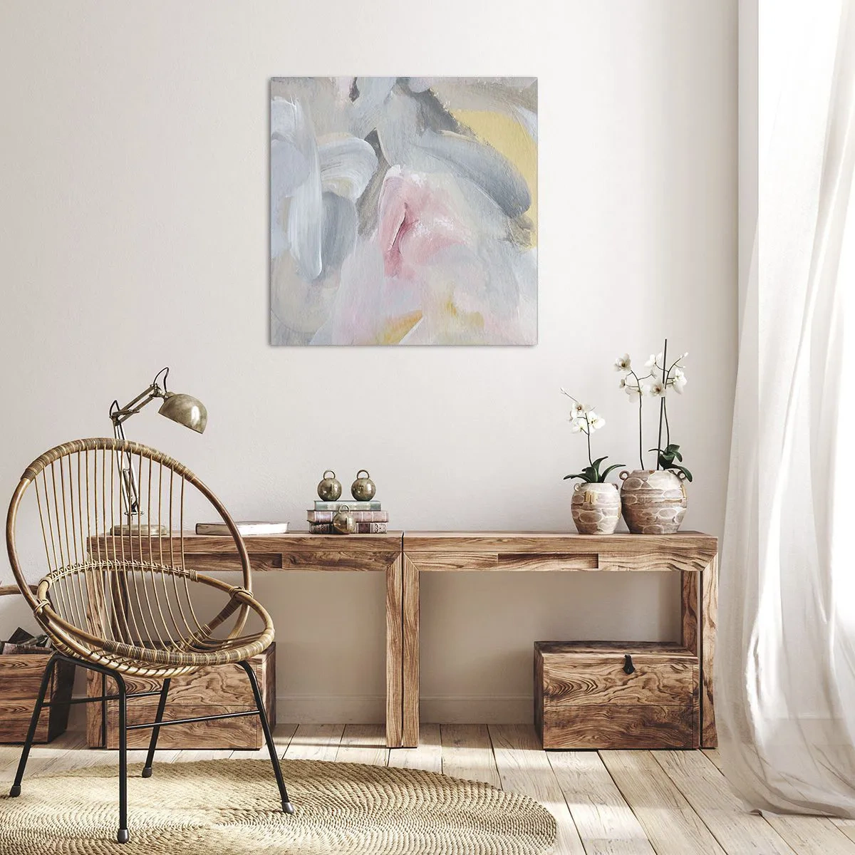 Lærredstryk - Billede på lærred - I en pastelfarvet verden - 30x30 cm